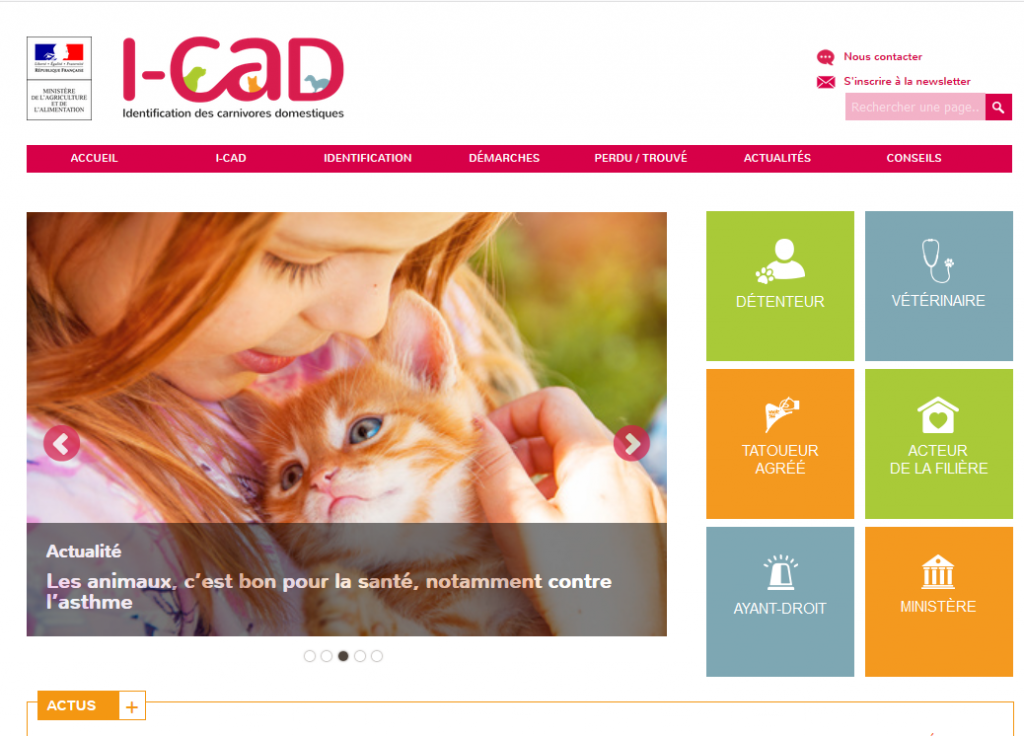 Page d'accueil du site WEB I-CAD